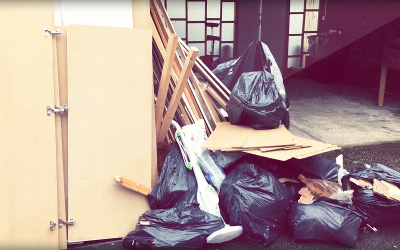 Bags, boards and bulky rubbish ready for collection