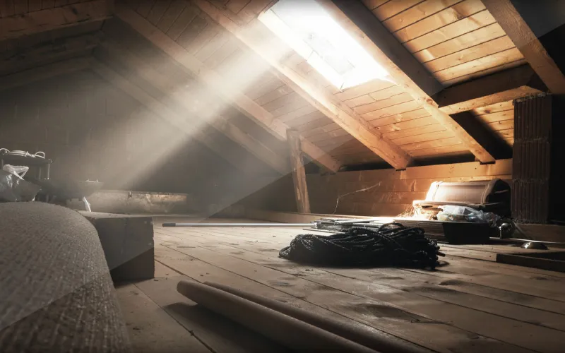 A loft space waiting to be cleared